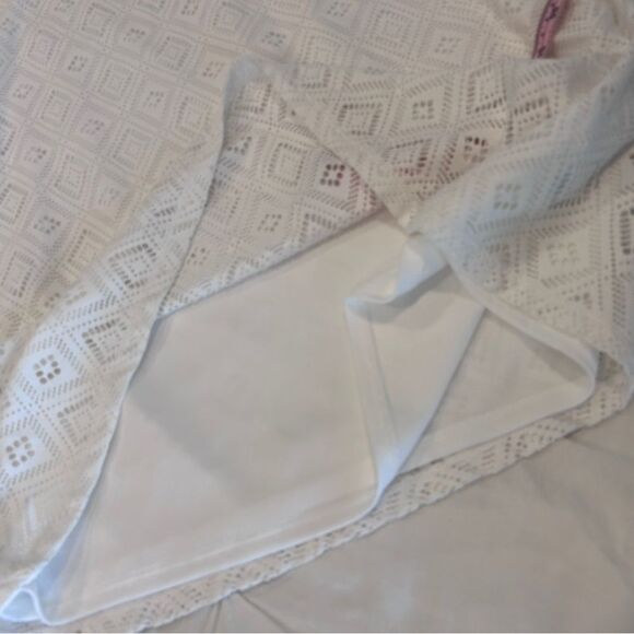 Dana Buchman White Eyelet Minimalist Crew Neck Sleeveless Mini Dress Size Large - Picture 5 of 8